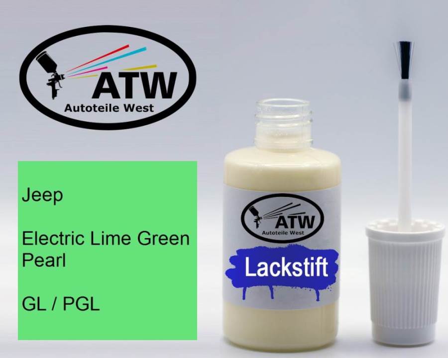 Jeep, Electric Lime Green Pearl, GL / PGL: 20ml Lackstift, von ATW Autoteile West.